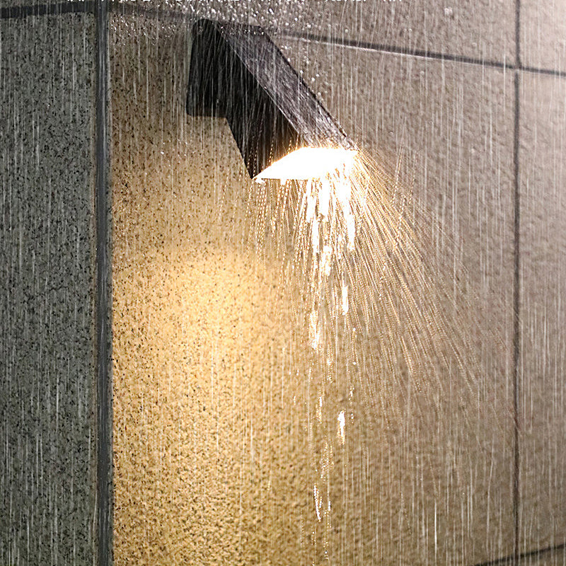 Modern Adjustable Solar Wall Sconce — Black ABS, LED, 90° Adjustable, Dual-Brightness, IP65 Weatherproof