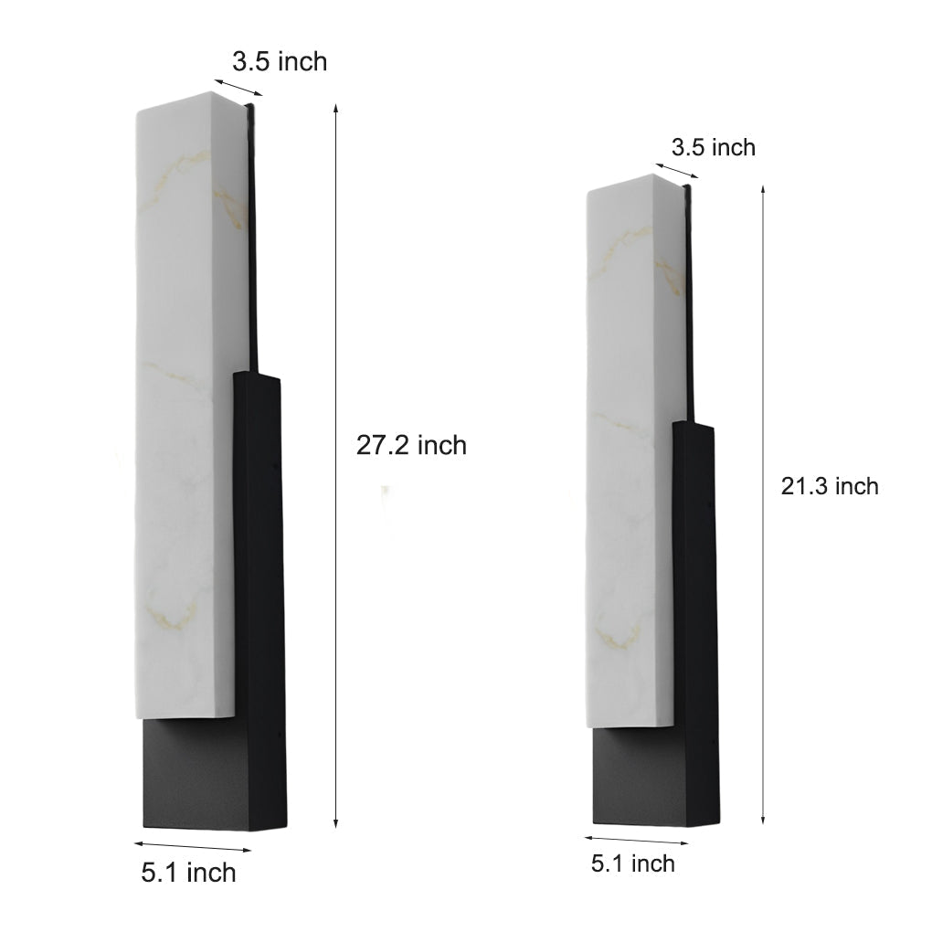 Modern Outdoor Wall Sconce — Stainless Steel, Imitation Marble Shade, LED 12W/18W, IP54 Weatherproof