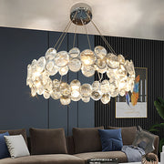 Round Bubble Crystal Chandelier — Electroplated Stainless Steel, Warm White 3000K, 20"–39" Dia.