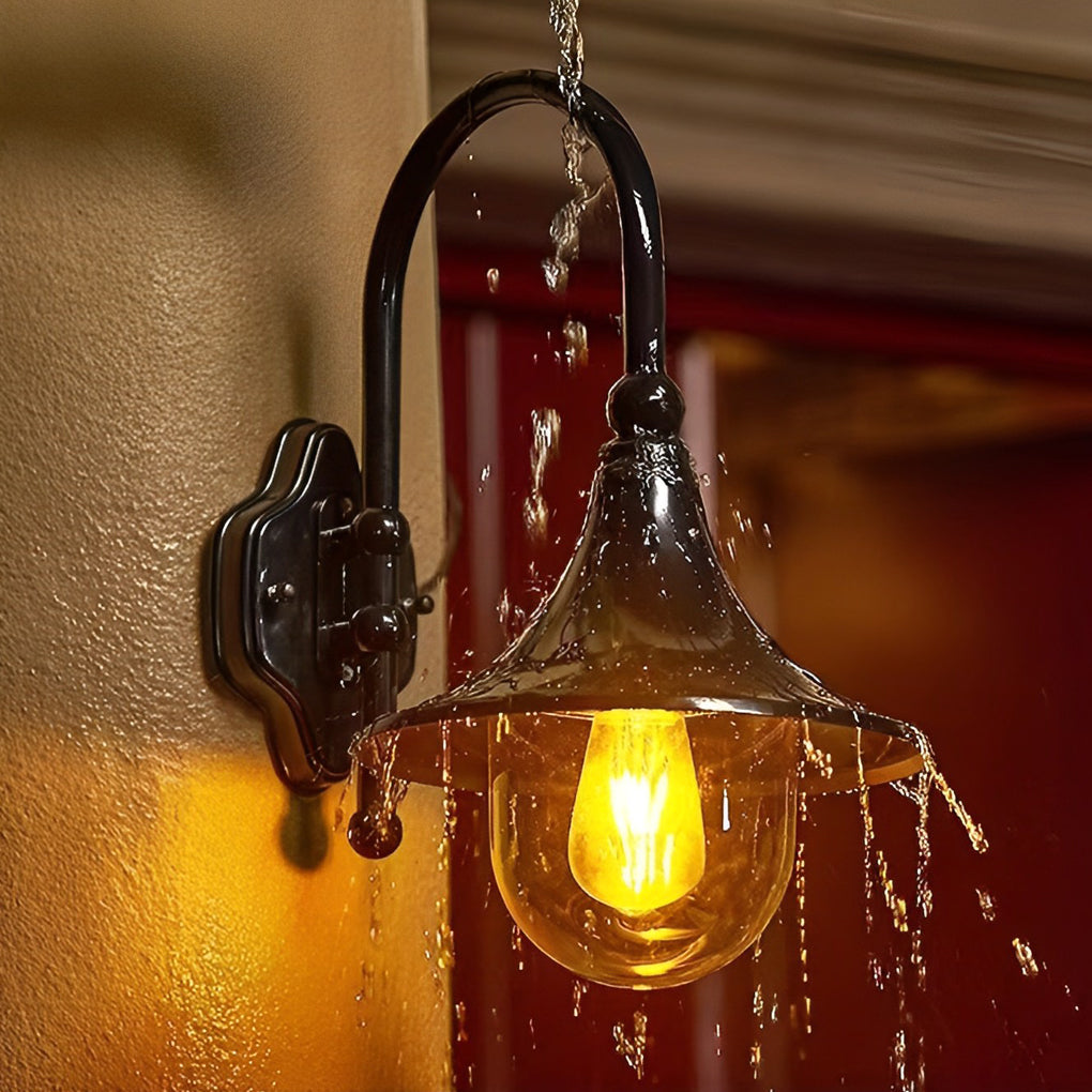 Vintage Trumpet Outdoor Wall Sconce — Die-Cast Aluminum, Black, LED, IP55 Waterproof