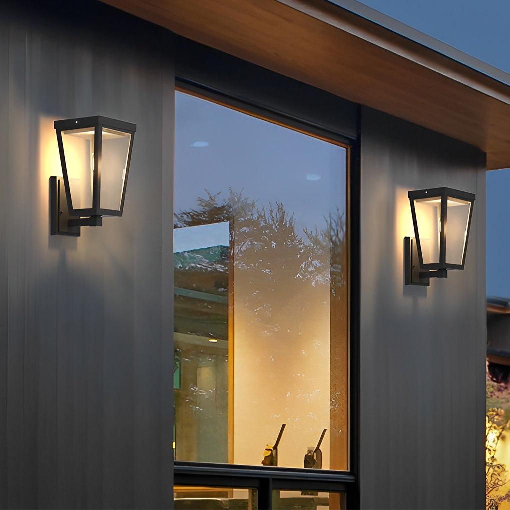 Rectangular Solar / Plug-in Outdoor Wall Sconce — Black Die-Cast Aluminum, LED 3000K, IP43
