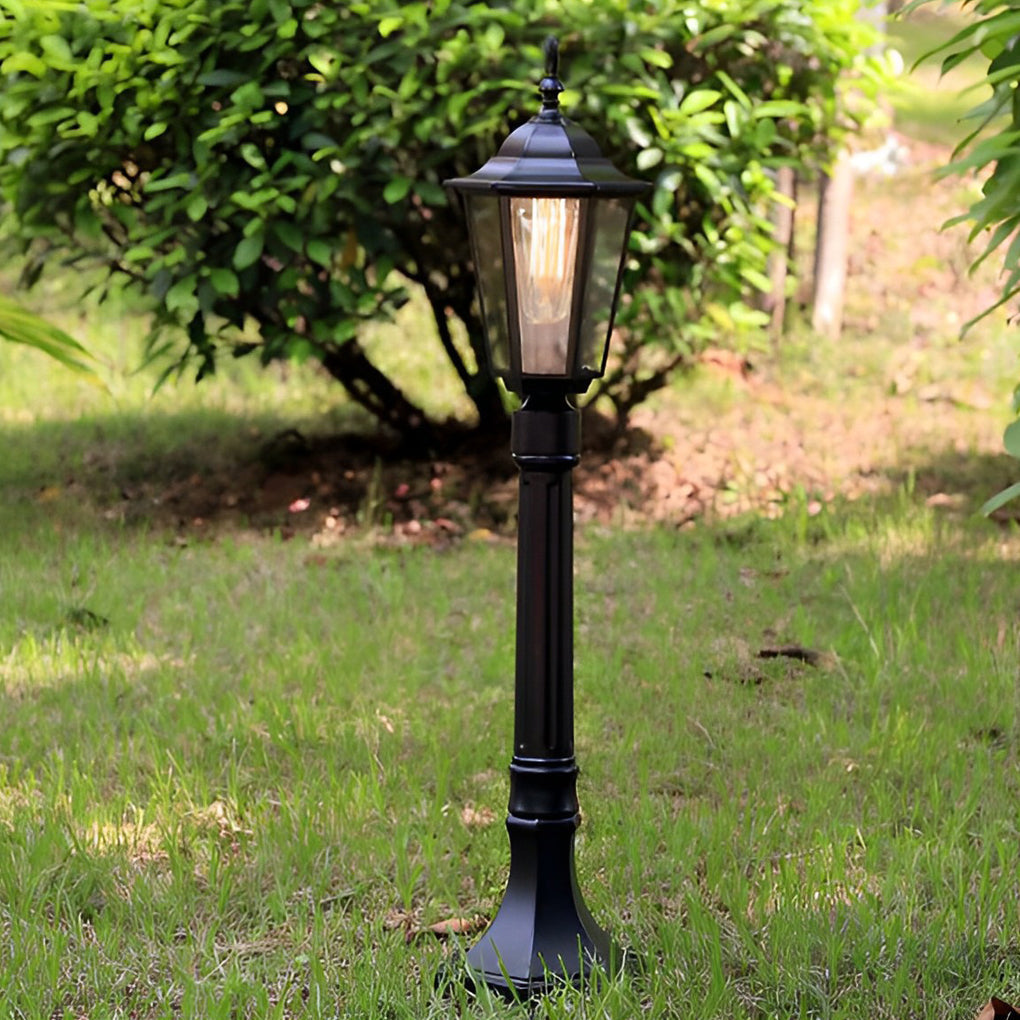 Traditional Black Outdoor Post Light — Die-Cast Aluminum and Glass, E27, Waterproof, 31" H