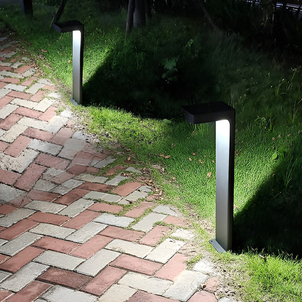 Solar Bollard Pathway Light — Die-Cast Aluminum and Glass, LED, Dusk-to-Dawn Sensor, IP65, 3000K Warm White