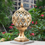 Round Ball Outdoor Fence Post Light — Aluminum and Glass, LED, IP54 Waterproof, Black or Bronze