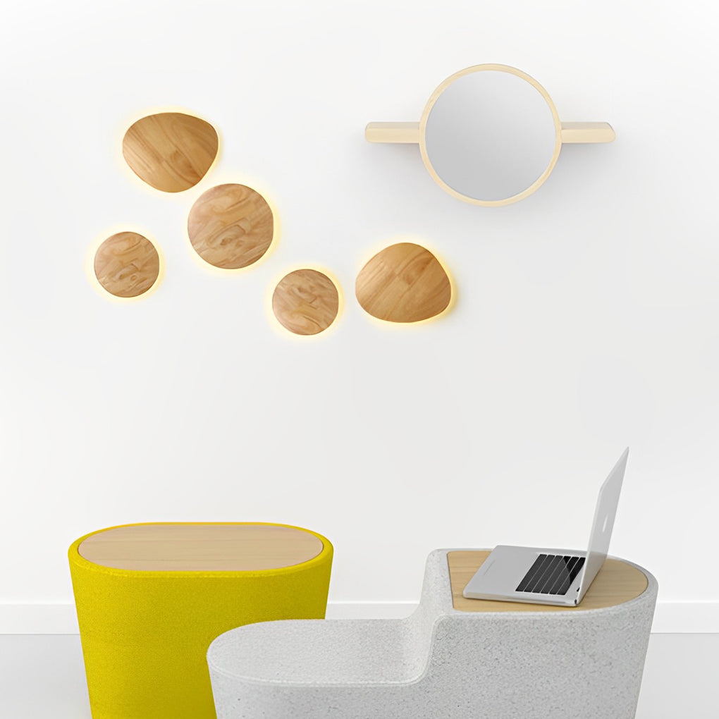 Round & Oval Wood LED Wall Sconce — Oak Wood, Warm White 3000K, Bedside