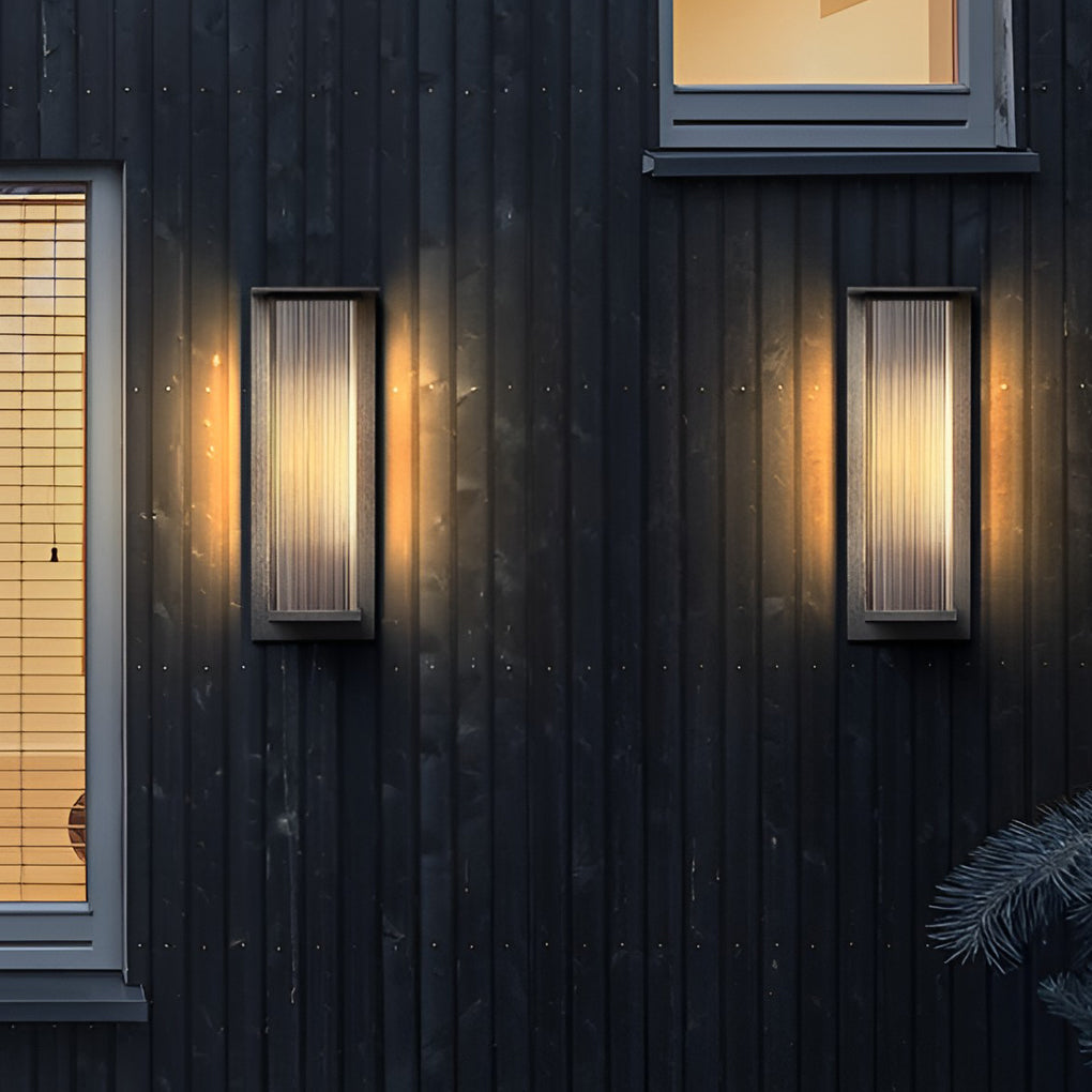 Modern Rectangular Outdoor Wall Sconce — Metal & Acrylic, 3W LED, IP65 Weatherproof, Solar