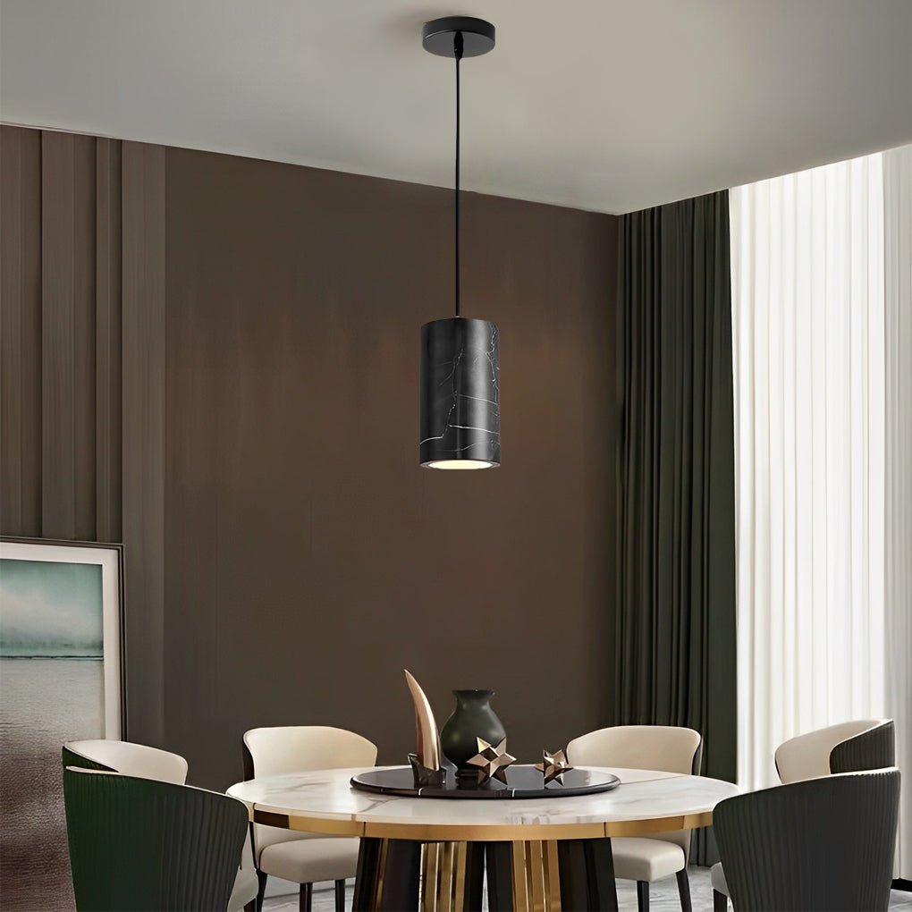 Minimalist Cylindrical Mini Pendant — Copper and Marble, E27, 3-Step Dimming (3000K/4500K/6000K), 67" Adjustable Cord