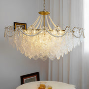 French-Style Glass Chandelier with Pearls — Electroplated Metal, LED, 3-Step Dimming, Hardwired