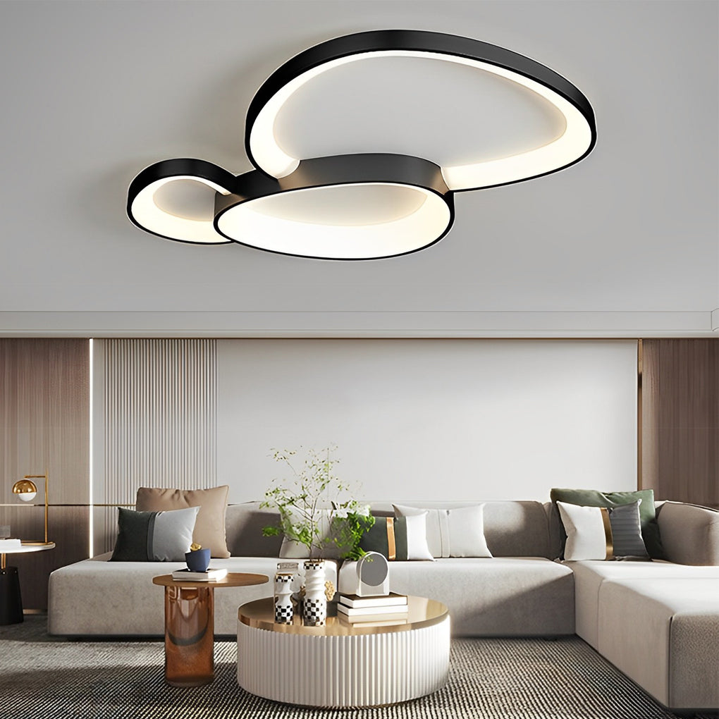 Geometric LED Flush-Mount Ceiling Light — Iron and Acrylic, Three-Step Dimming, 3000K/4500K/6000K