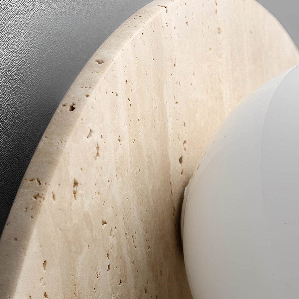 Yellow Travertine Wall Sconce — Wabi-Sabi, G9 Hardwired, 3000K Warm White, Round or Long