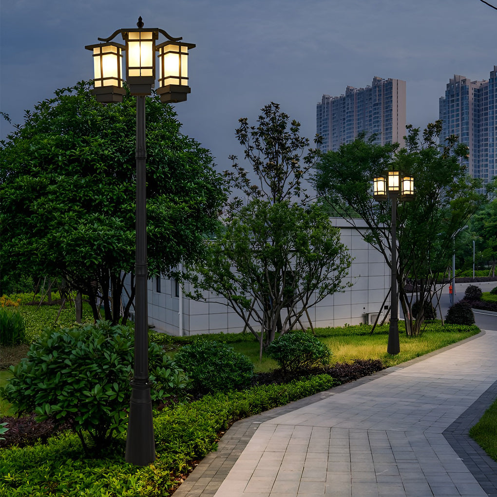 Modern Minimalist Outdoor Post Light — Die-Cast Aluminum, Black, 3-Light, Solar or Hardwired, IP-Rated Weatherproof
