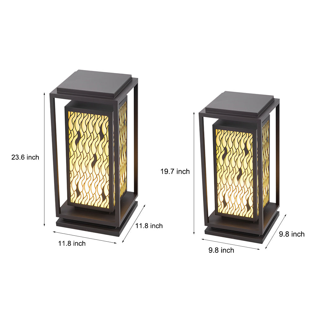 Retro Black LED Outdoor Bollard Path Light — Stainless Steel and Faux Marble, IP65, 3000K Warm White