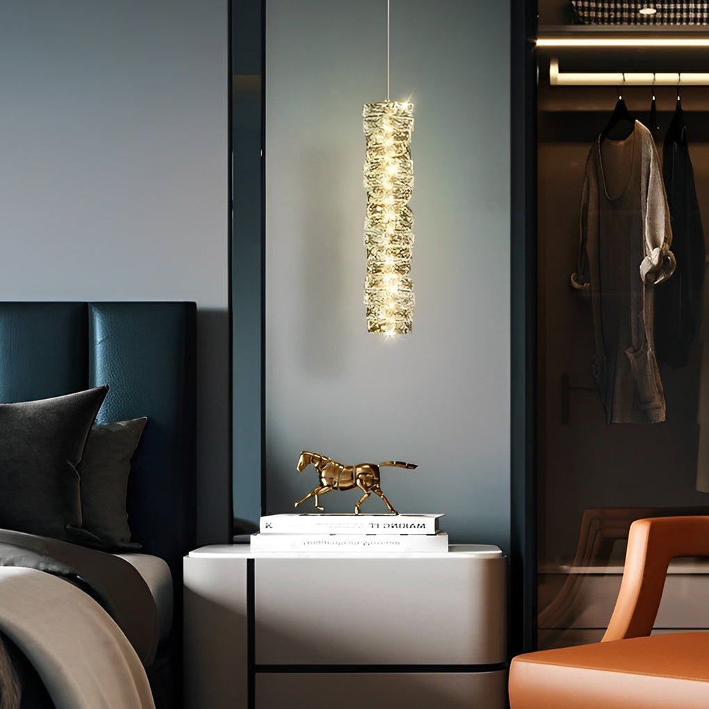 Postmodern Crystal and Metal Mini Pendant — Chrome or Gold, Three-Step LED Dimming, 4W–18W