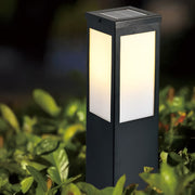 Square Industrial Solar Bollard Light — Black Iron and Acrylic, E27, Three-Step Dimming, Remote Control, IP65 Weatherproof