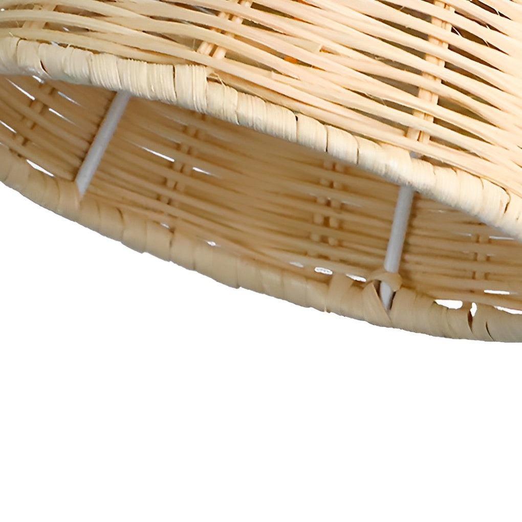 360° Adjustable Hand-Woven Rattan Wall Sconce — Rustic Modern, E26/E27, 6" Diameter