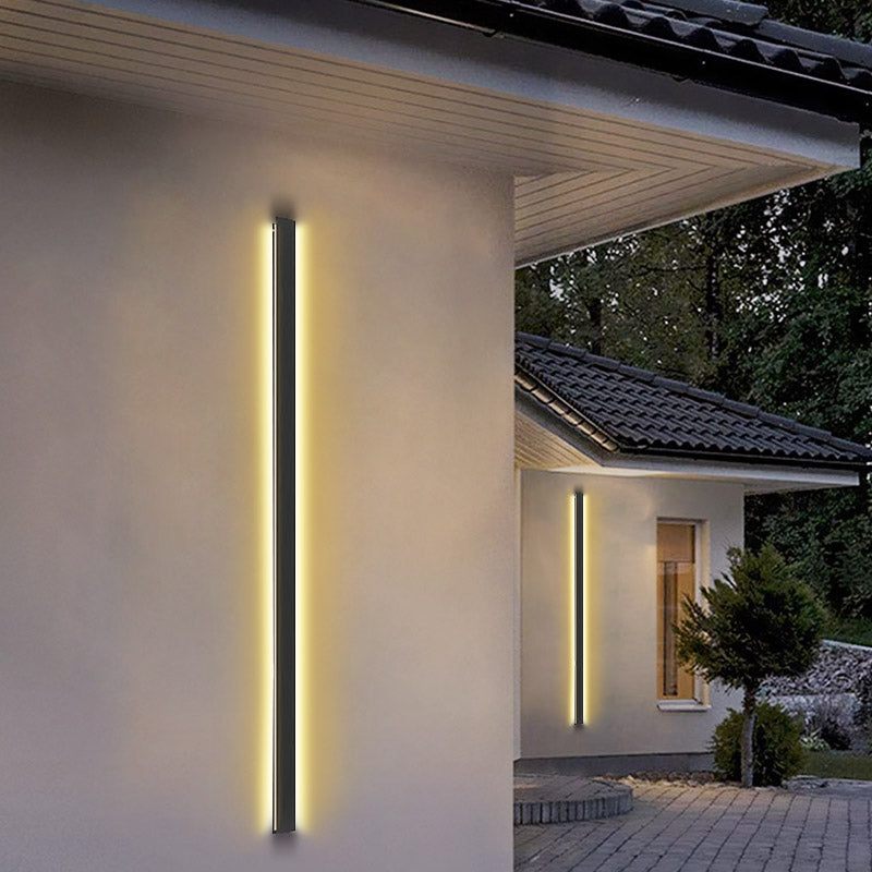 Linear Outdoor Wall Sconce — Black Metal, LED, IP65, Dimmable with Remote, 40"–80", 20W–40W