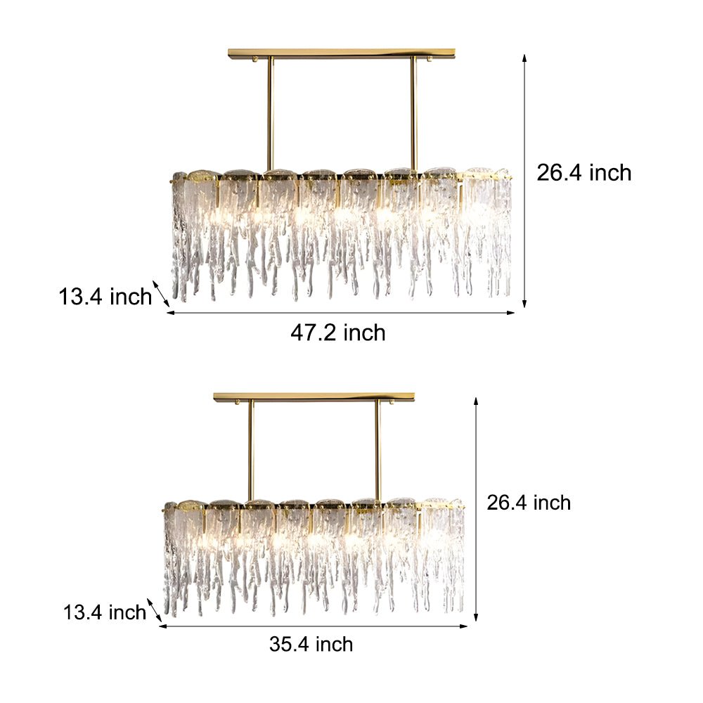 Icicle Droplet Crystal Chandelier — Copper & Glass, 7- or 10-Light, 3-Step Dimming (3000K/4500K/6000K)