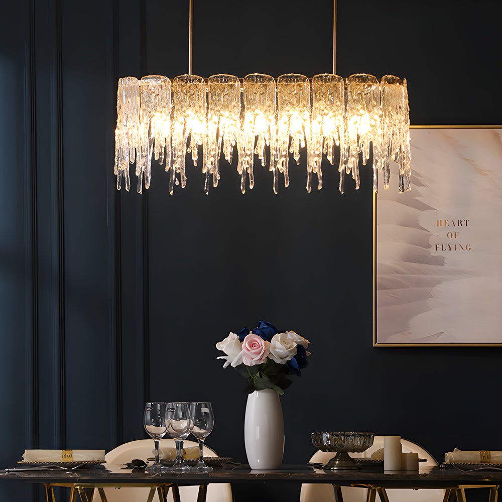 Icicle Droplet Crystal Chandelier — Copper & Glass, 7- or 10-Light, 3-Step Dimming (3000K/4500K/6000K)
