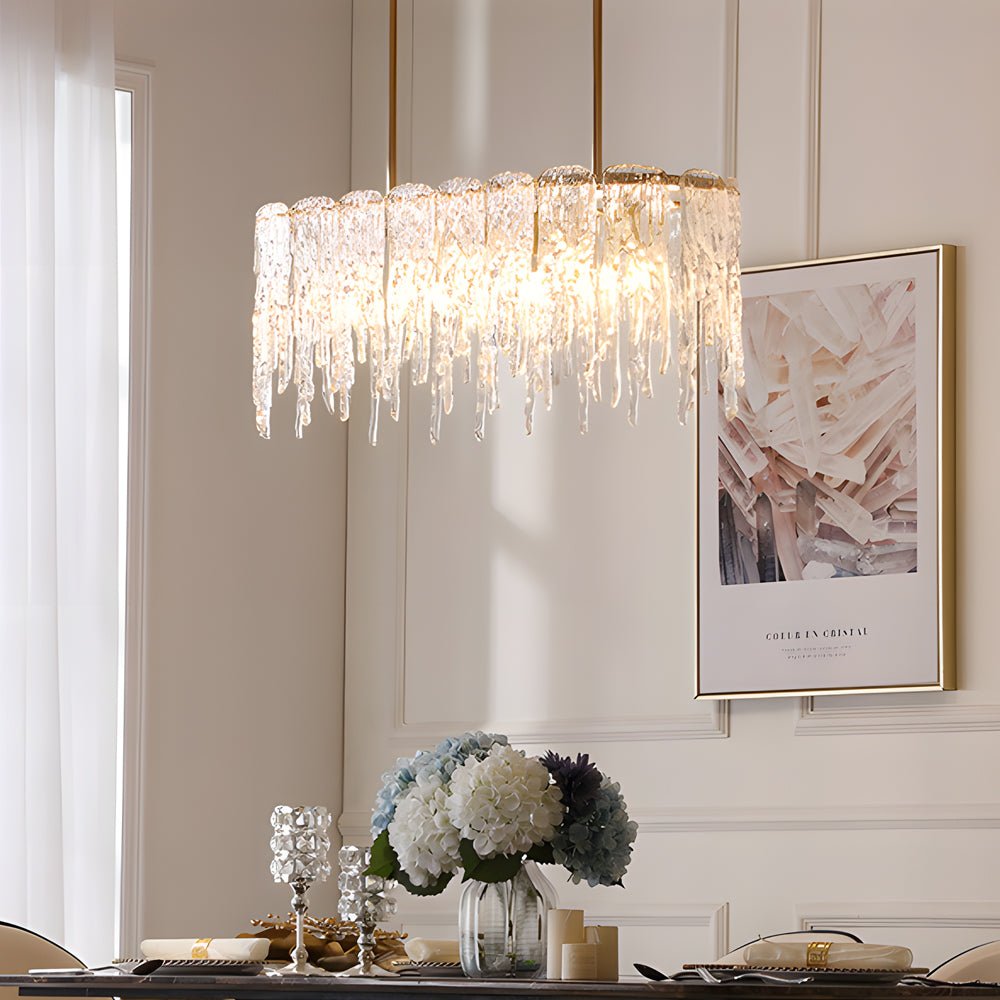 Icicle Droplet Crystal Chandelier — Copper & Glass, 7- or 10-Light, 3-Step Dimming (3000K/4500K/6000K)