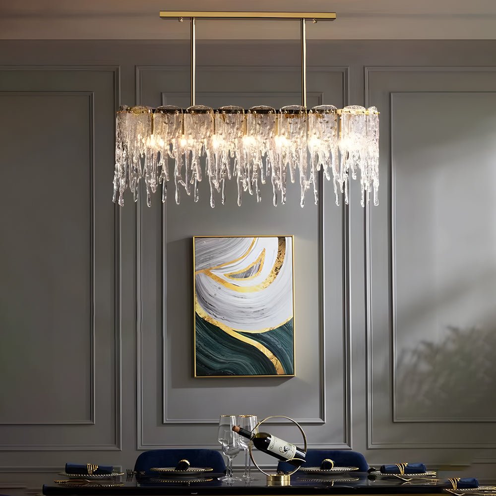 Icicle Droplet Crystal Chandelier — Copper & Glass, 7- or 10-Light, 3-Step Dimming (3000K/4500K/6000K)