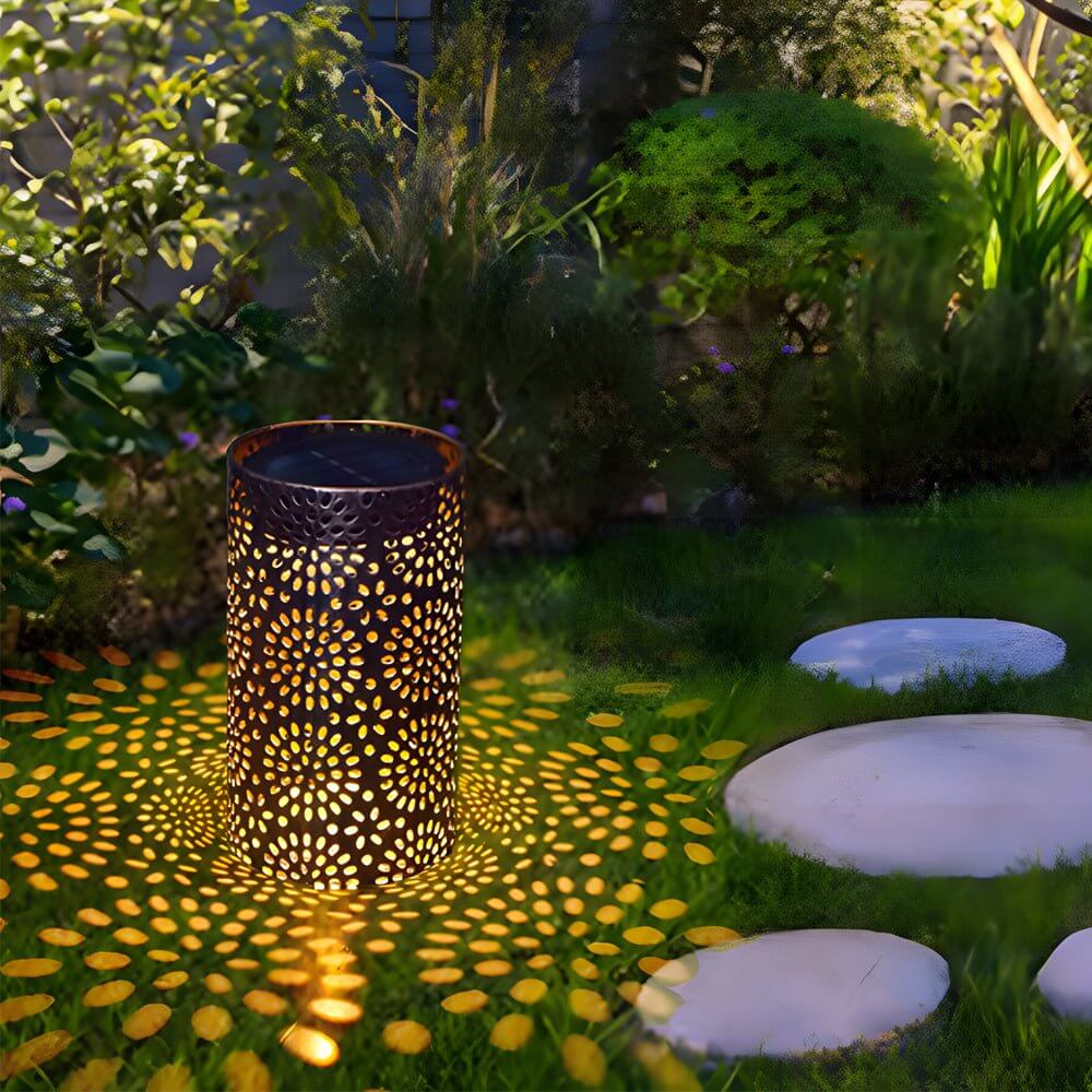 73 inch metal cut out solar lantern for outdoor use