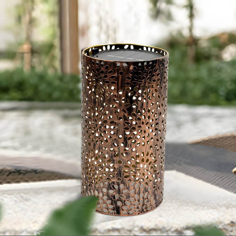 73 inch metal cut out solar lantern for outdoor use