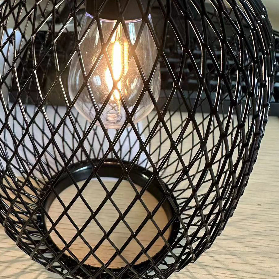 Vintage Solar Hanging Lantern — Black Iron Mesh, Warm White 2700K, Dusk-to-Dawn, Round or Oval