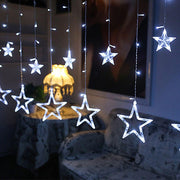 Acrylic Star LED Curtain String Lights — 216 Bulbs, 8.2 ft, 8 Modes, IP44, Warm White