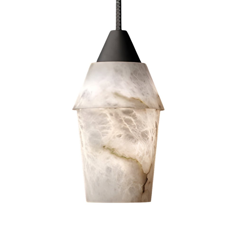 Alabaster Mini Pendant — Spanish Marble Shade, Polished Copper, G9, 1-Light, 3.9" × 7.87"