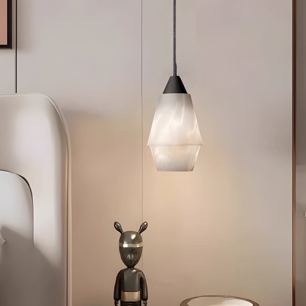 Alabaster Mini Pendant — Spanish Marble Shade, Polished Copper, G9, 1-Light, 3.9" × 7.87"