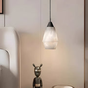 Alabaster Mini Pendant — Spanish Marble Shade, Polished Copper, G9, 1-Light, 3.9" × 7.87"