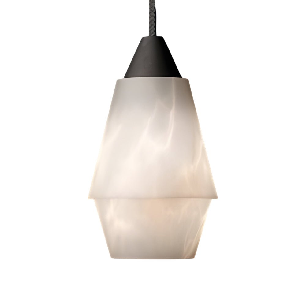 Alabaster Mini Pendant — Spanish Marble Shade, Polished Copper, G9, 1-Light, 3.9" × 7.87"