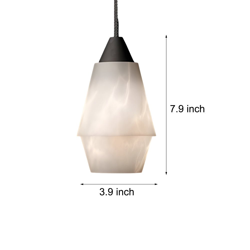 Alabaster Mini Pendant — Spanish Marble Shade, Polished Copper, G9, 1-Light, 3.9" × 7.87"