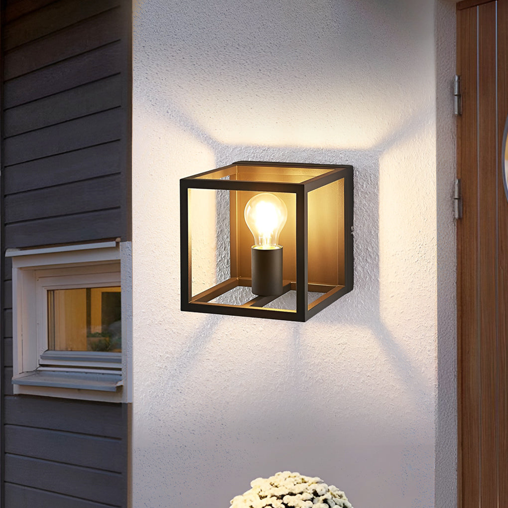 Modern Square Frame Wall Sconce — Iron, E27 40W, Black or White