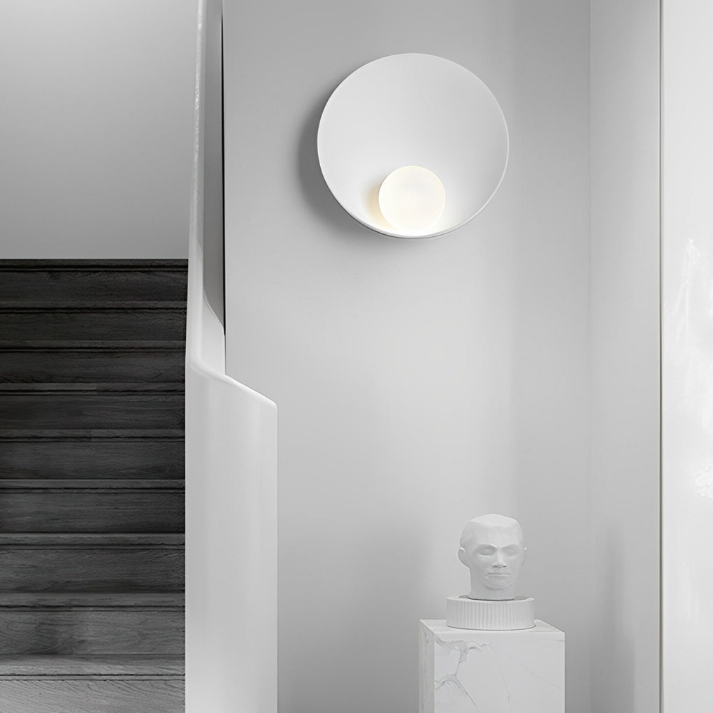 Round Diffused Wall Sconce — White Resin and Glass, G9, 9" Diameter, 3000K / 6000K