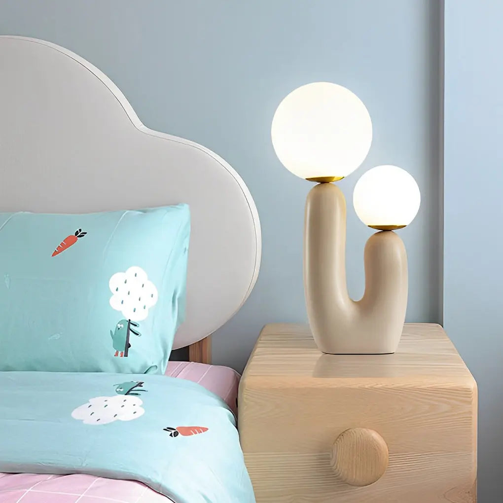 Modern Beige Cactus LED Accent Table Lamp with 2 Lights Luxe