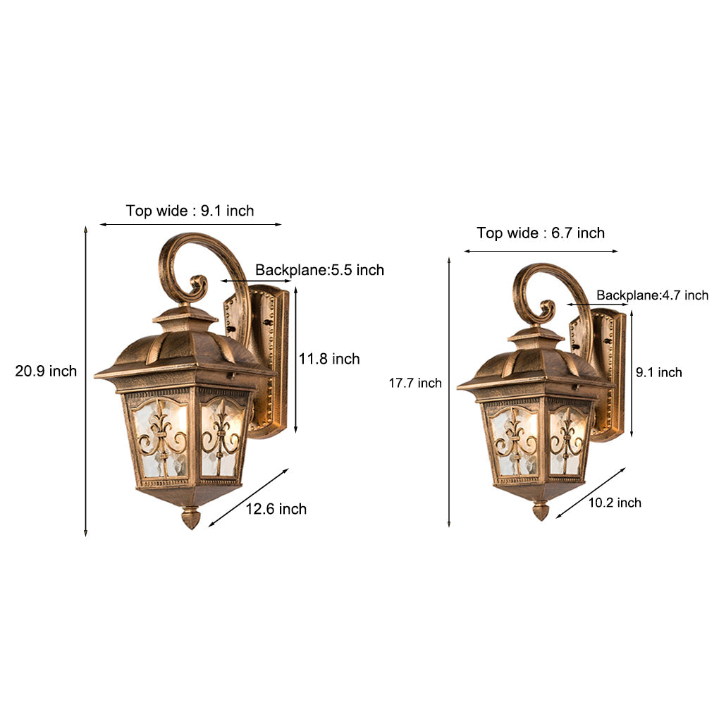 Retro European Outdoor Wall Sconce — Die-Cast Aluminum and Glass, E27, IP65 Weatherproof