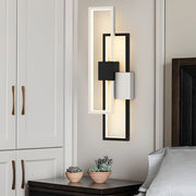 Rectangular Three-Step Dimming LED Wall Sconce — Iron & Aluminum, 3000K/6000K, Black or Gold