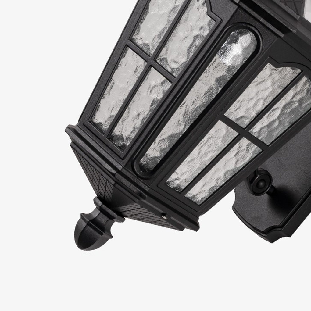 Vintage Solar Outdoor Wall Sconce — Black Die-Cast Aluminum, LED, IP65, 3000K Warm White