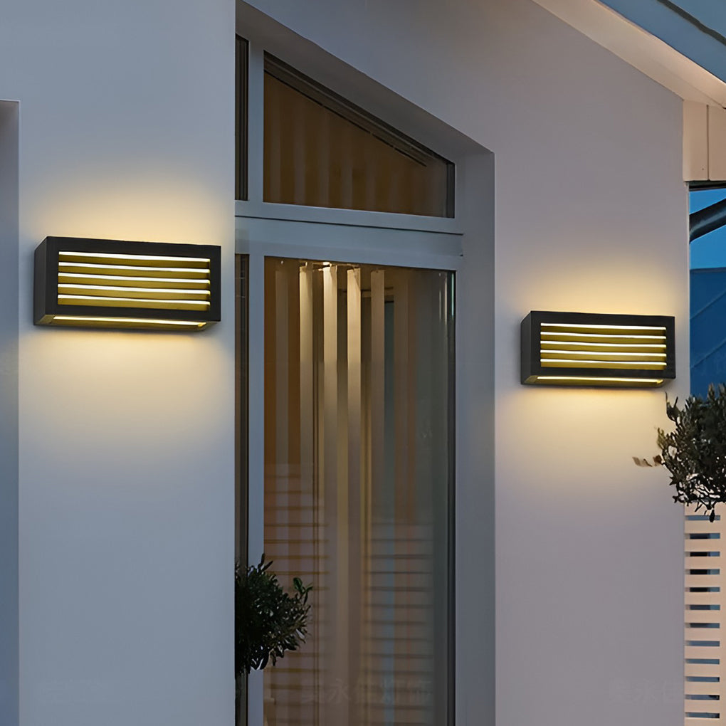 Modern Rectangular Outdoor Wall Sconce — Black Die-Cast Aluminum, 12W LED, Waterproof