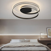 Modern Circular LED Flush-Mount Ceiling Light — Iron & Aluminum, 19.7" Diameter, Stepless Dimming with Remote Control