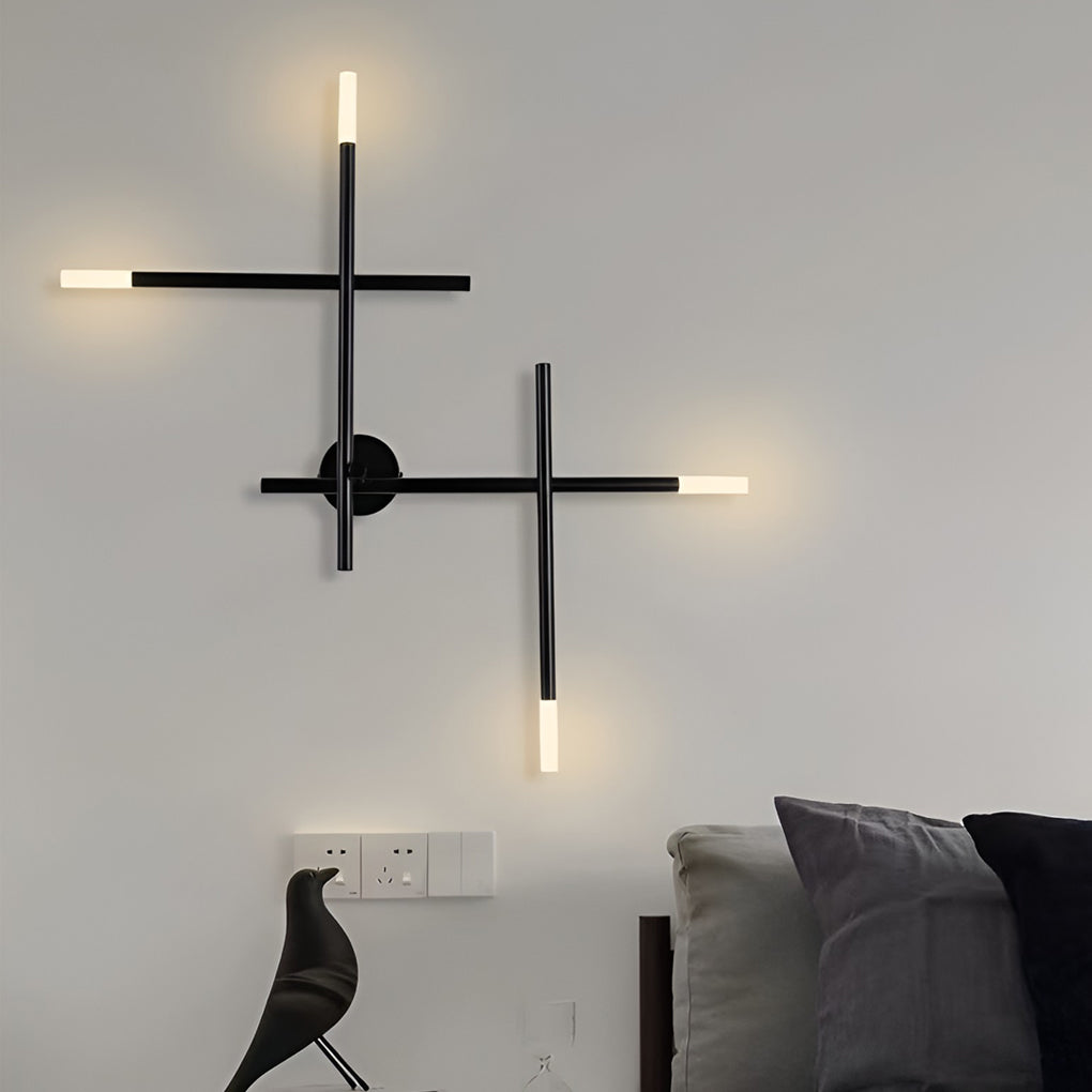 Cross Linear Wall Sconce — Iron and Acrylic, LED, Black or Copper, 26"–39"