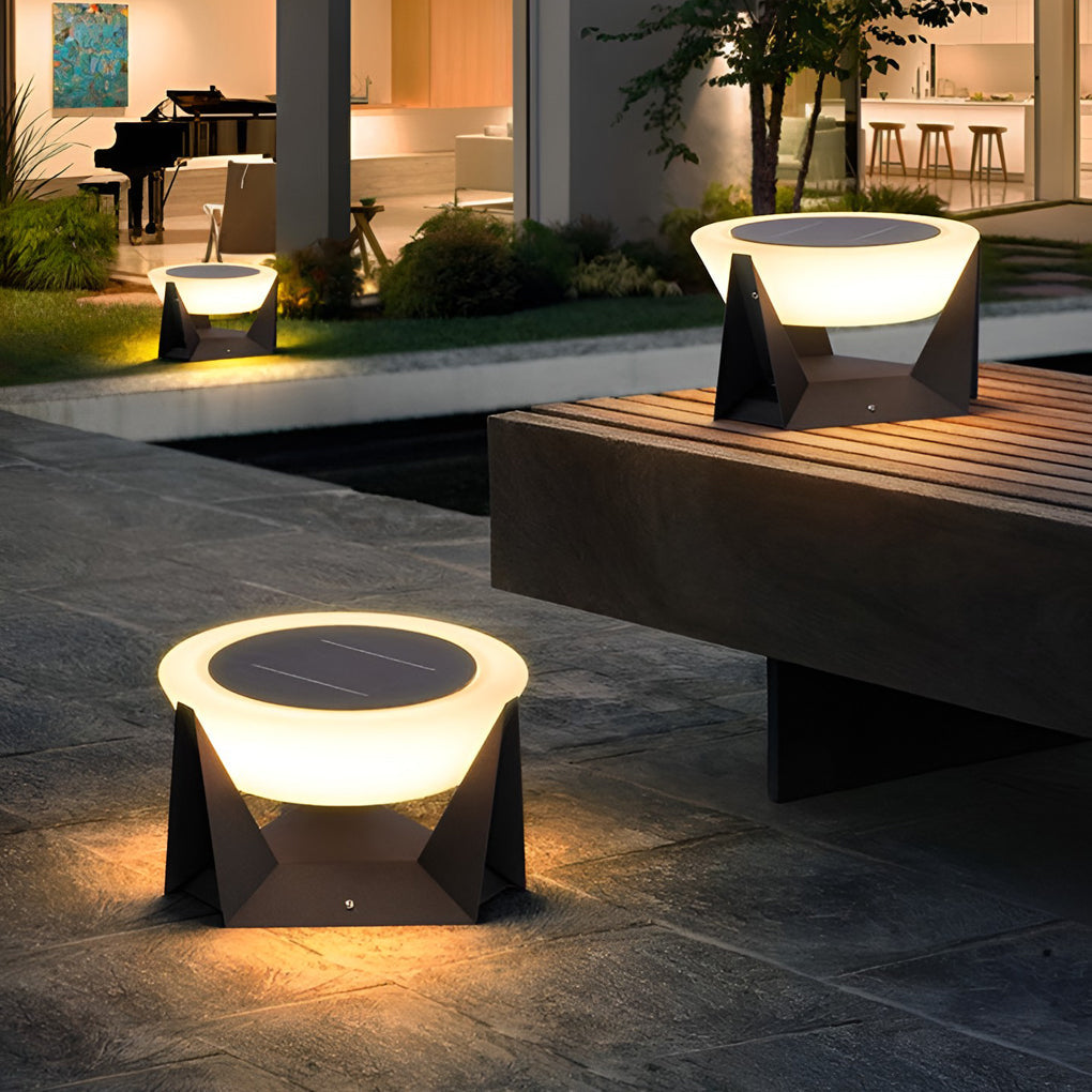 Modern Gray Solar Deck Post Light — Stainless Steel & PC, LED Warm White 3000K, IP65 Weatherproof