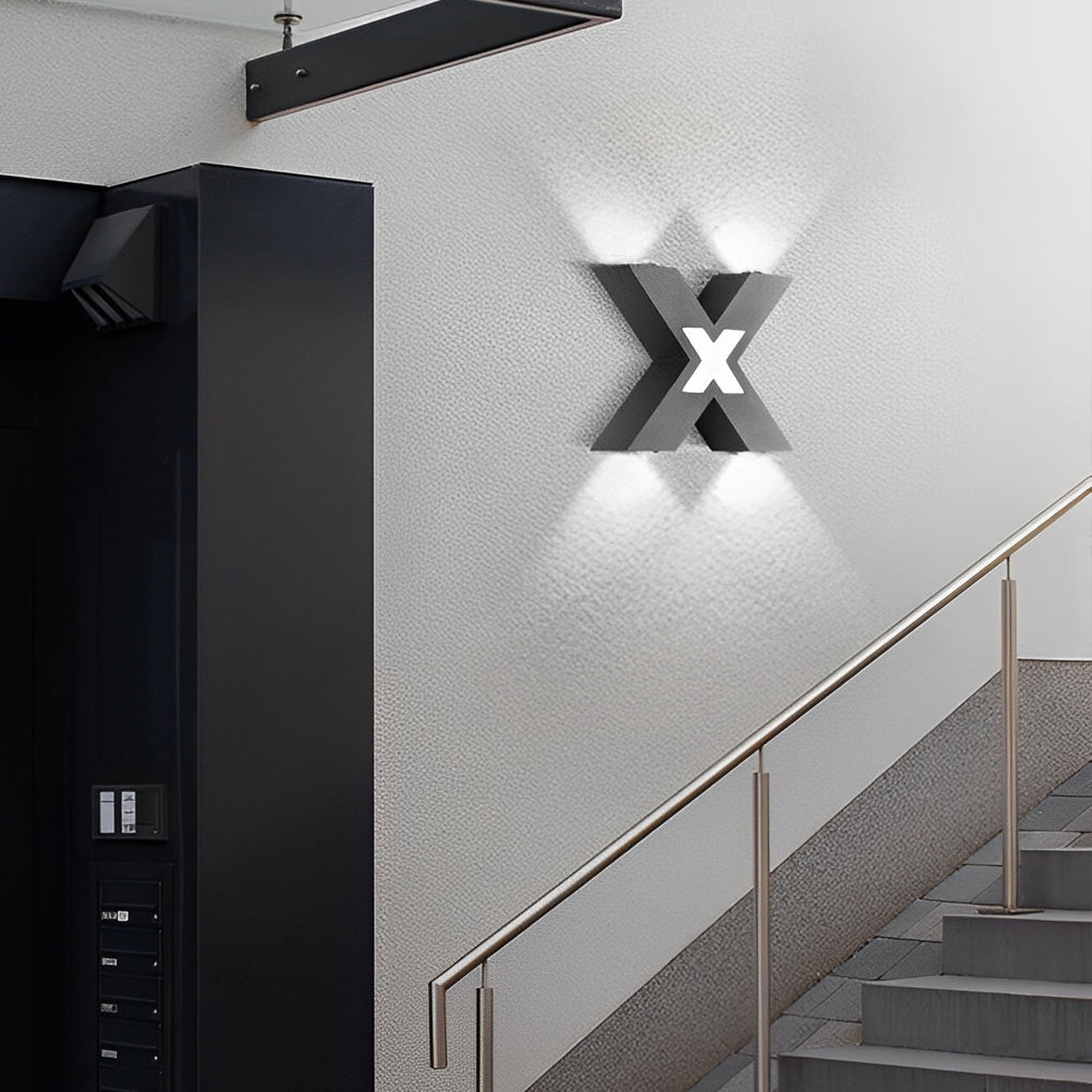 Modern Black X-Shaped Waterproof LED Outdoor Wall Lamp - Creative Exterior Lighting