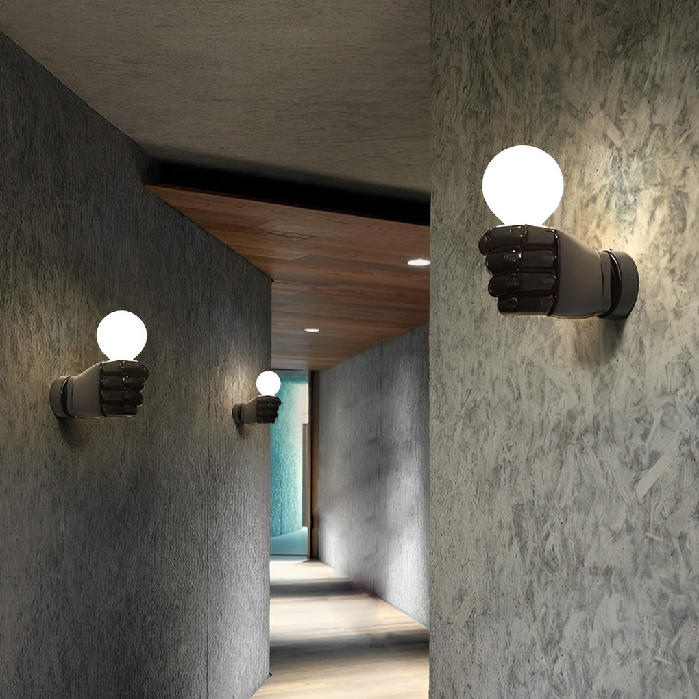 Fist-Shaped Retro Industrial Wall Sconce — Resin, E27, 6" x 4", Warm White 3000K