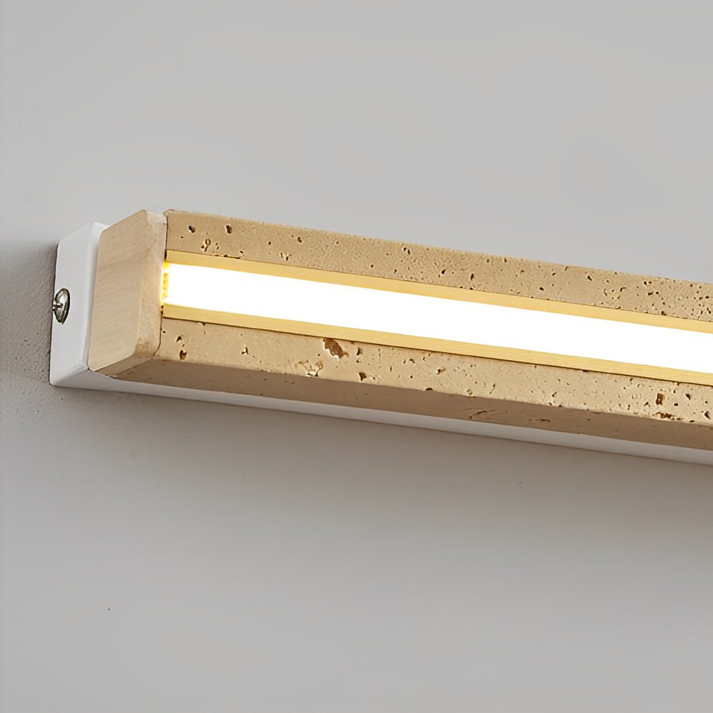 Yellow Travertine Linear Wall Sconce — Wabi-Sabi, 22W LED, Dimmable, 3000K–6000K, 34.3" Length