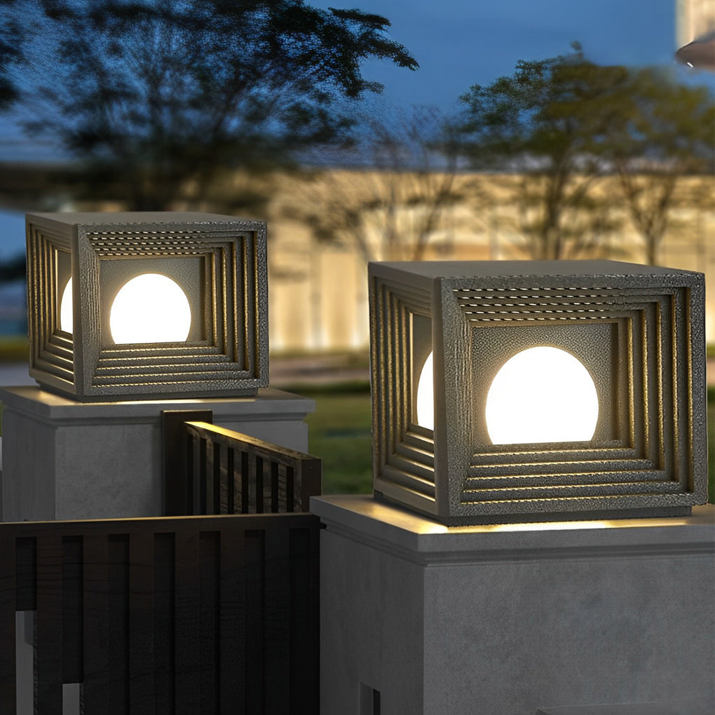 Modern Square Solar Fence Post Light — Stainless Steel & Acrylic, LED 3000K, Waterproof