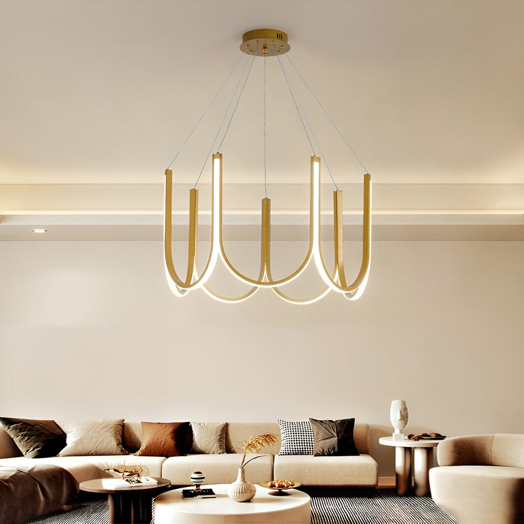 Minimalist Modern Chandelier — Aluminum, 98W LED, 3-Step Dimming (3000K/4500K/6000K), 24" Diameter