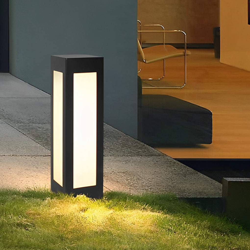 Modern Black Solar Bollard Light — Galvanized Steel & Acrylic, 10W LED, IP65 Weatherproof, 3000K Warm White