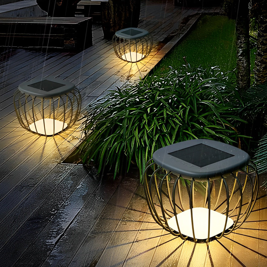 Modern Solar Outdoor Lantern — Galvanized Iron & PE, LED 1W, 3000K Warm White, IP65 Weatherproof, 16.1" × 11.8"